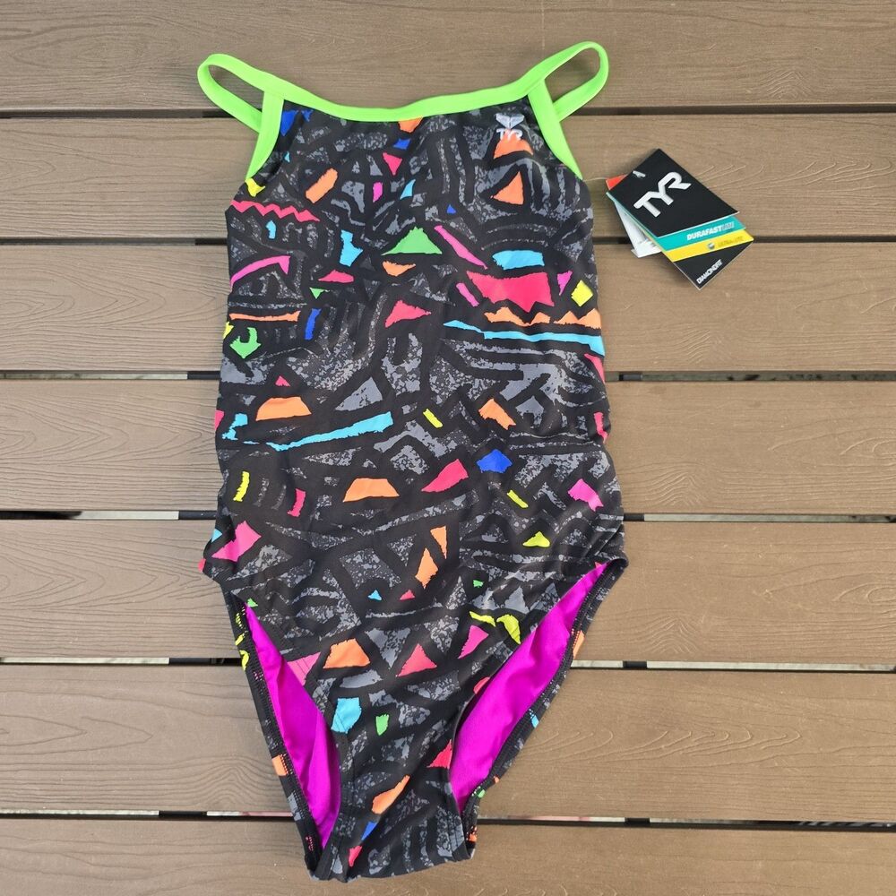 TYR Women's Durafast Lite Magura Multi Diamondfit One Piece Swimsuit Sz 34 New
